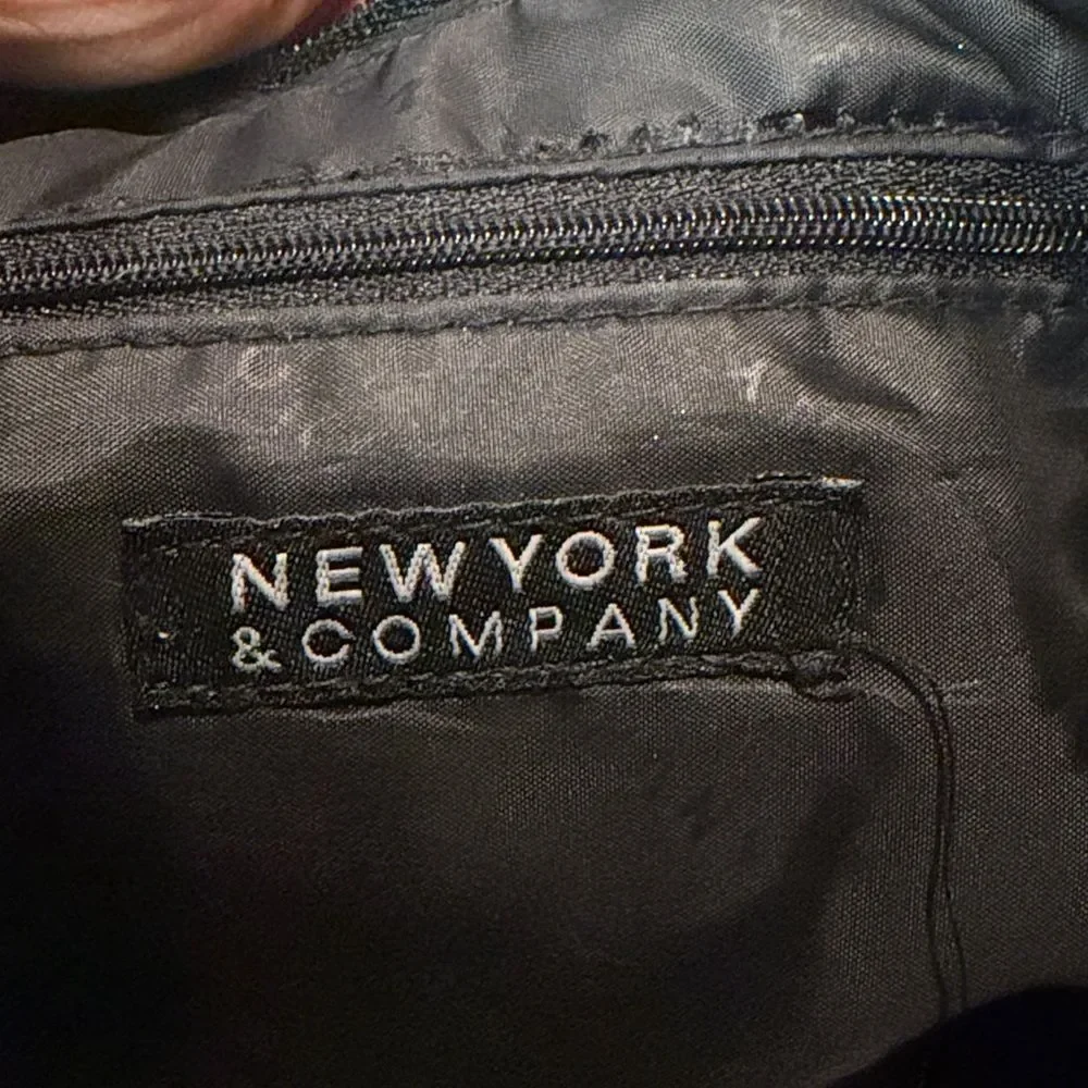 New York & Company- Vintage Black and Gray Patterned Logo Shoulder Bag Y2K